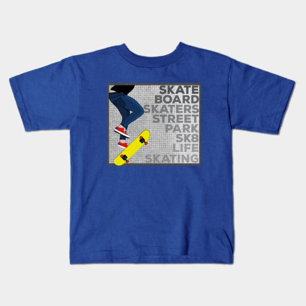 Street Skateboarding Skate Sk8 Life Skating Kids T-Shirt by DiegoCarvalho